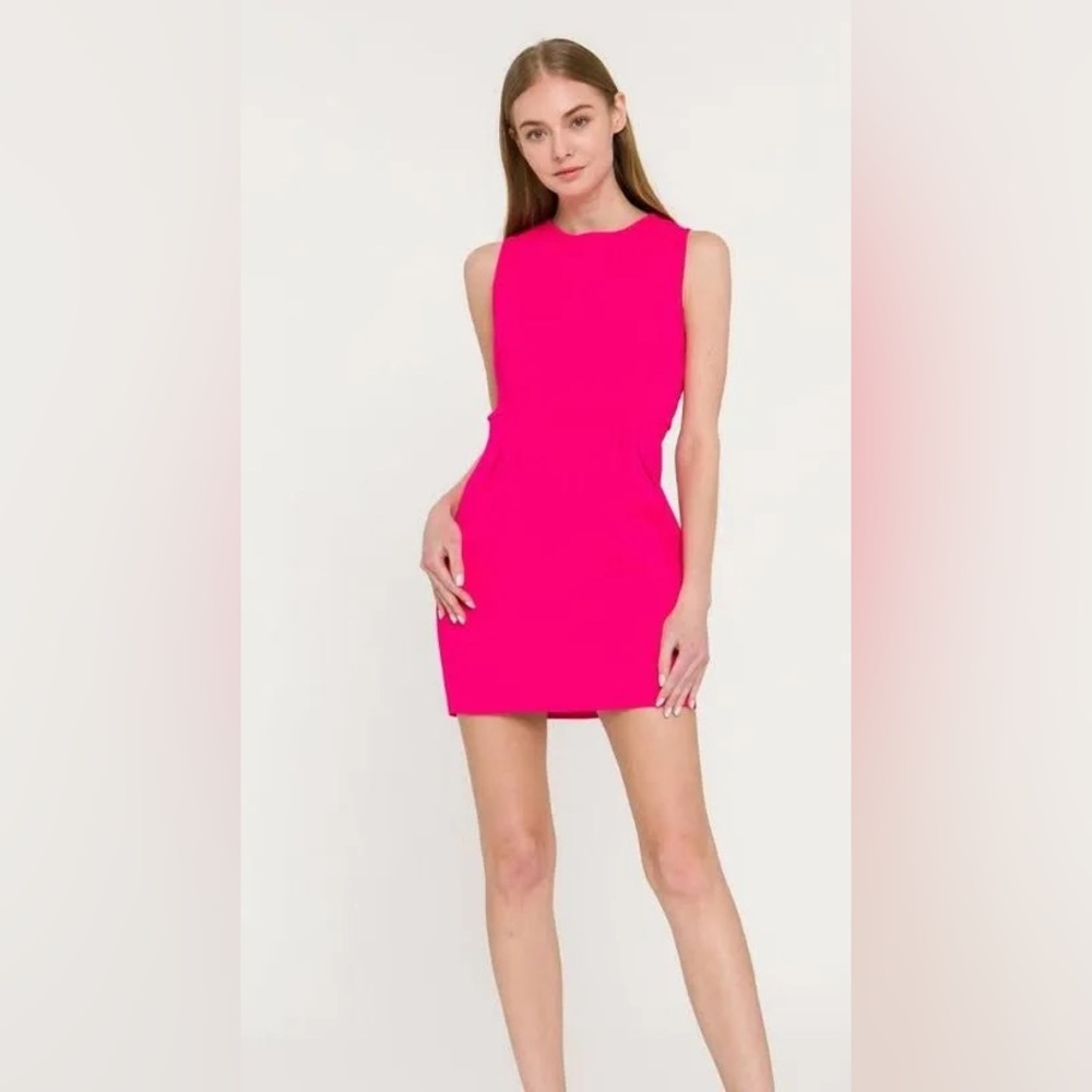 Endless Rose Hot Pink Sleeveless cutout  Mini Dress